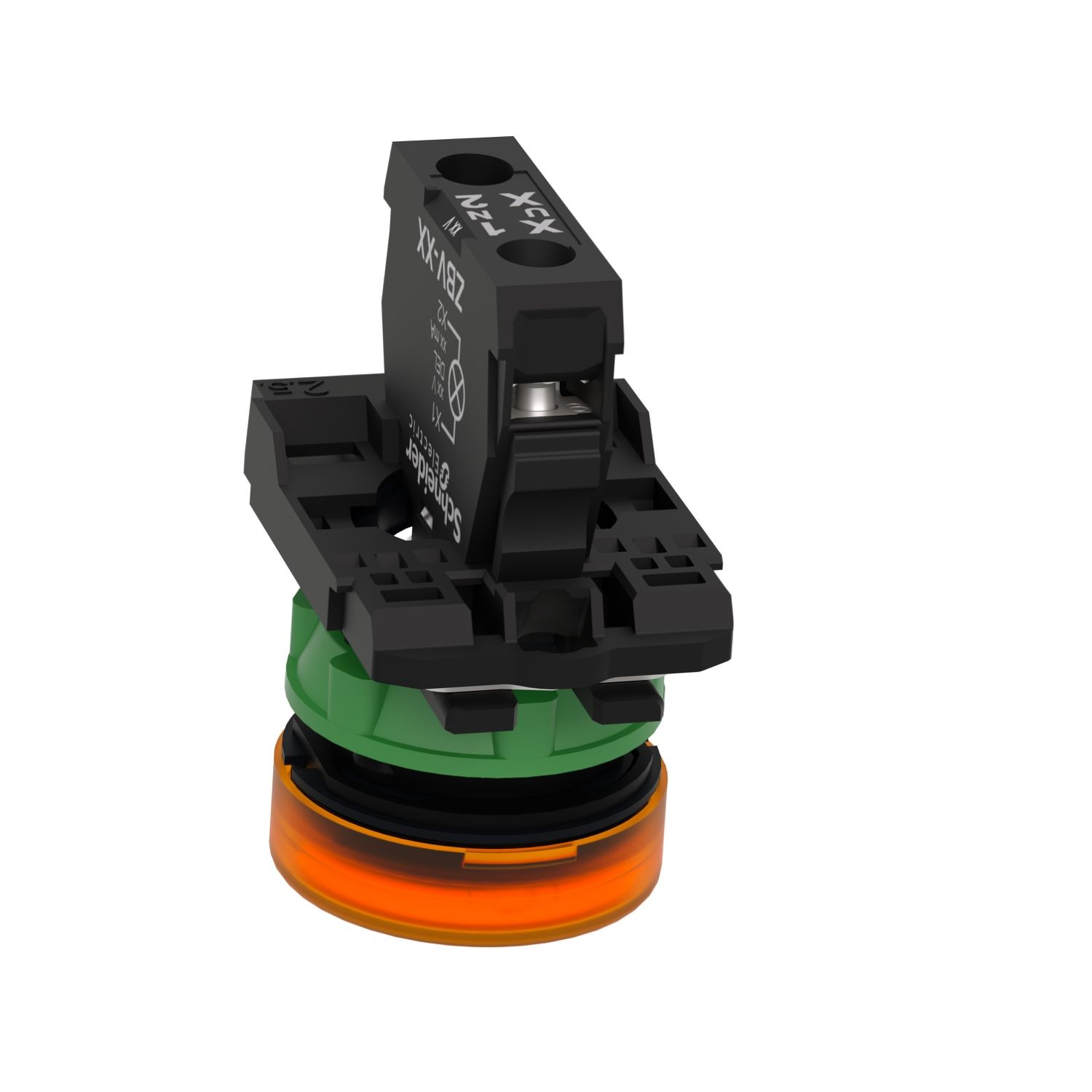 Picture of Pilot light, Harmony XB5, grey plastic, orange, 22mm, universal LED, plain lens, 230...240V AC