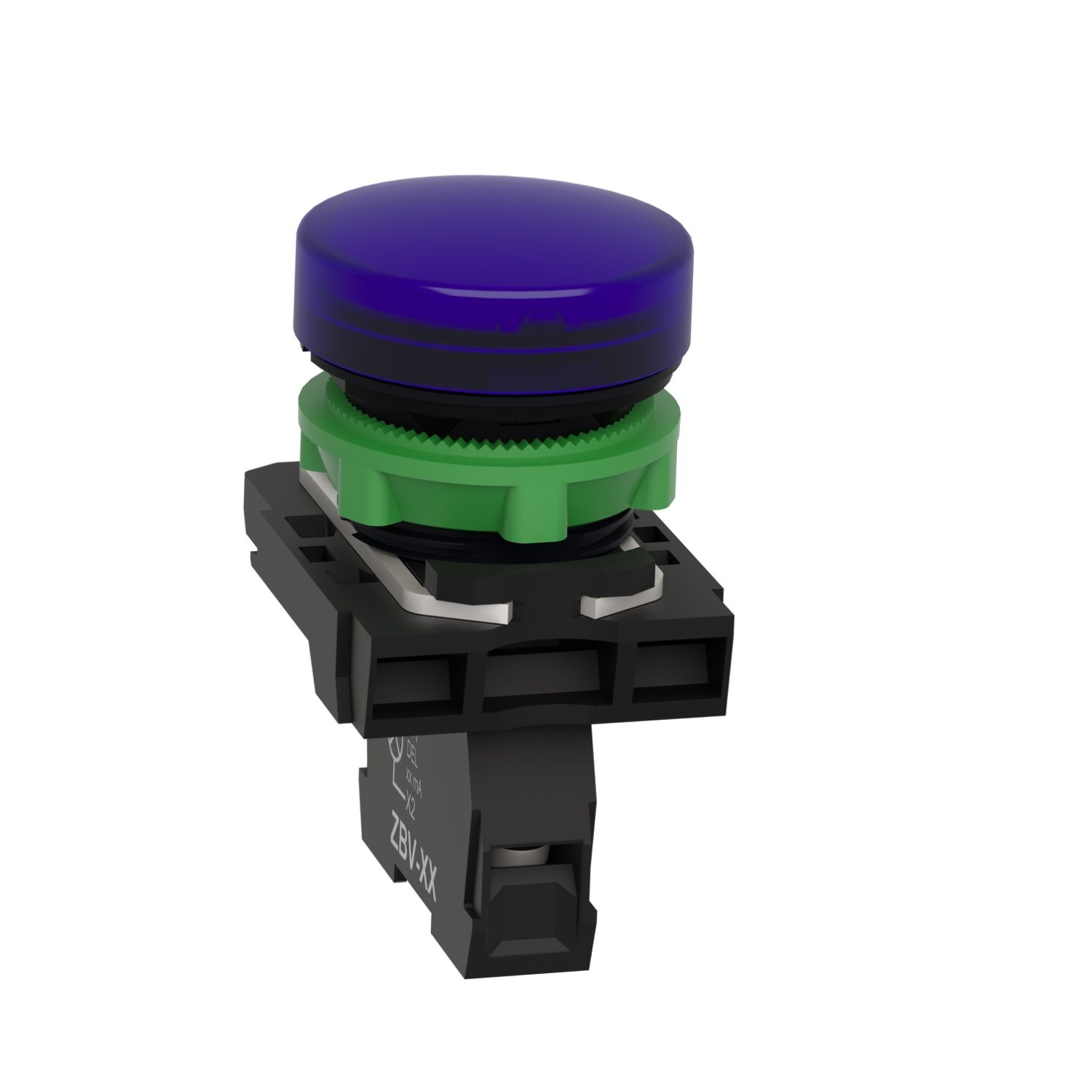 Picture of Pilot light, Harmony XB5, grey plastic, blue, 22mm, universal LED, plain lens, 230...240V AC