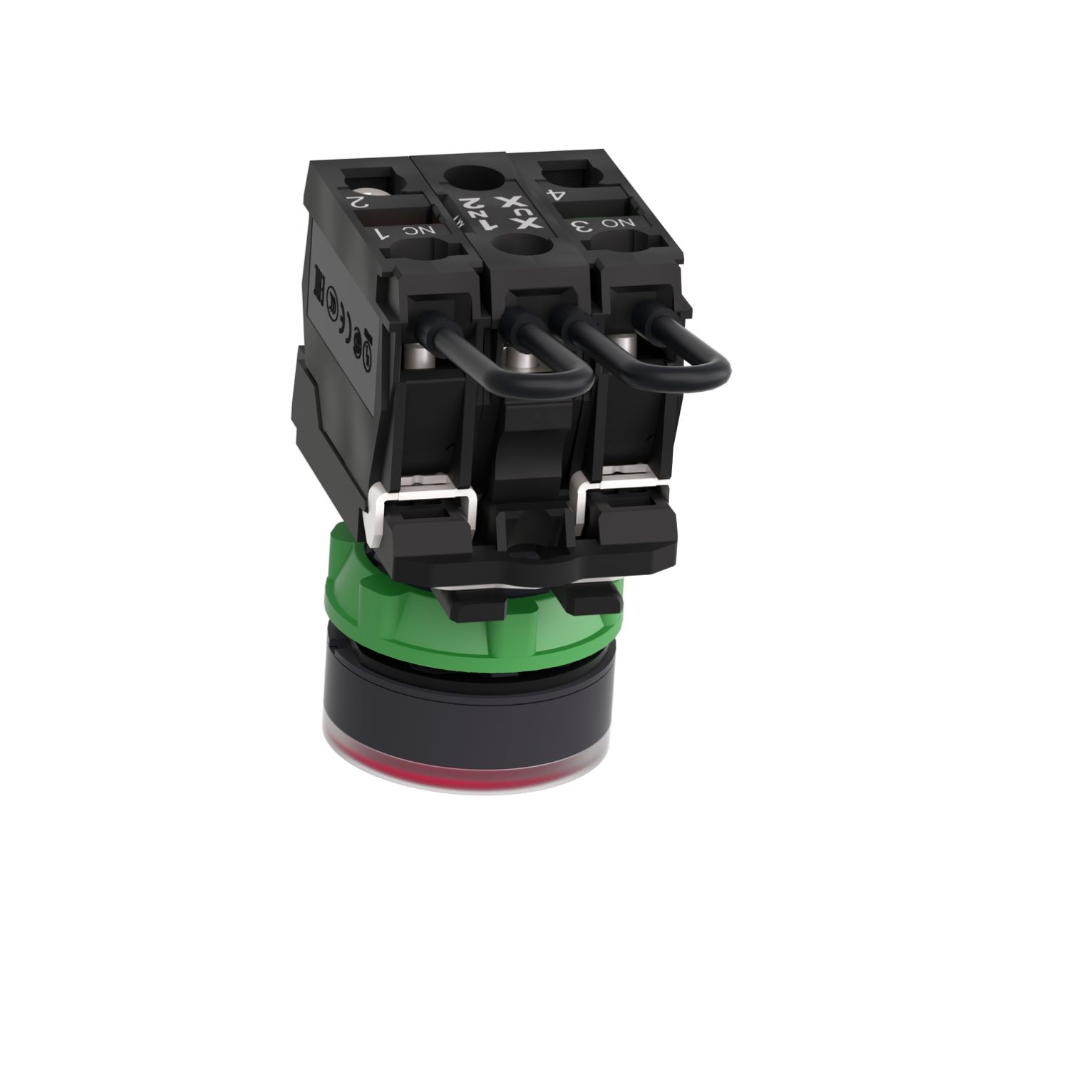Picture of Push-to-test pilot light, Harmony XB5, plastic, red, universal LED, screw clamp terminals, 24V