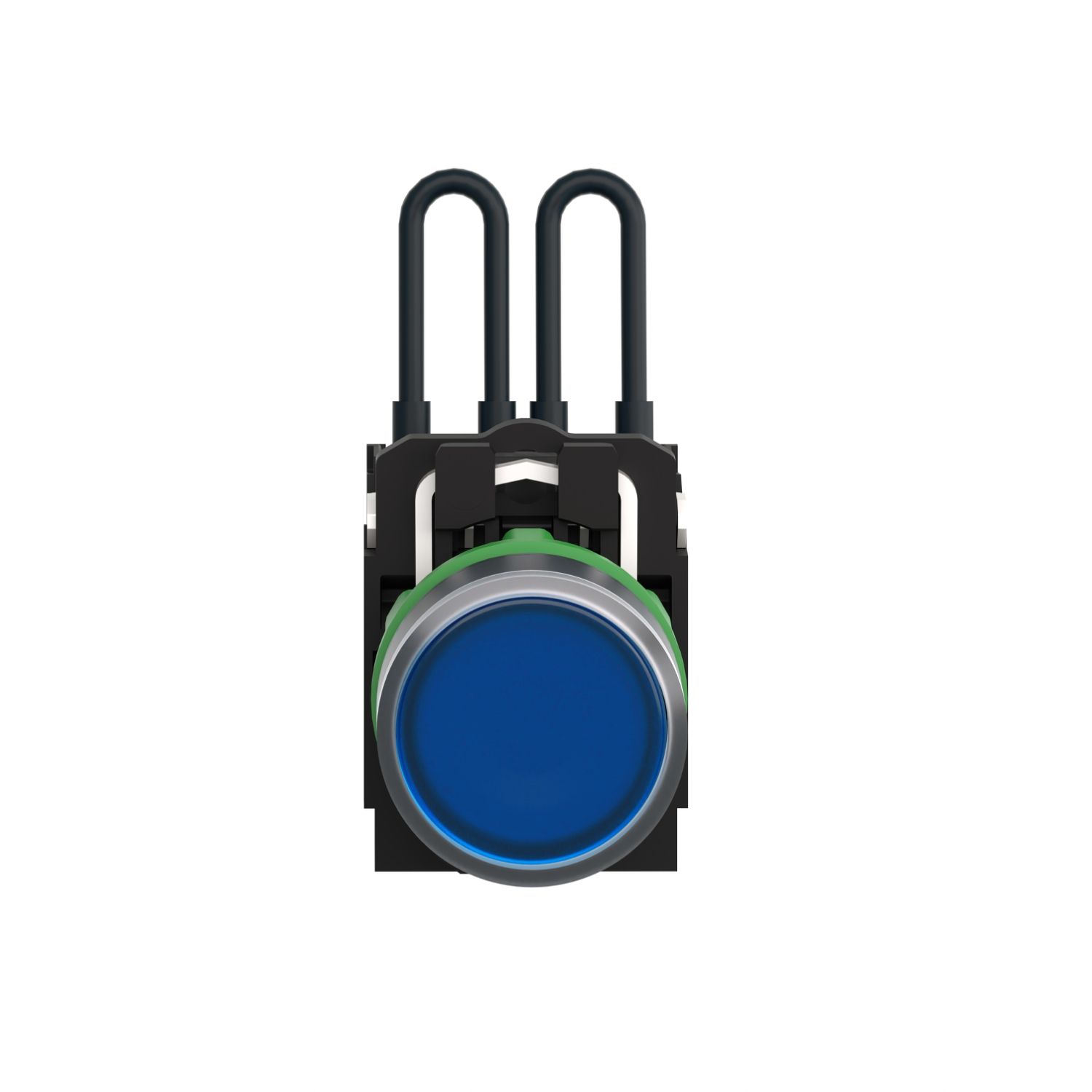 Picture of Push-to-test pilot light, Harmony XB5, plastic, blue, universal LED, screw clamp terminals, 24V