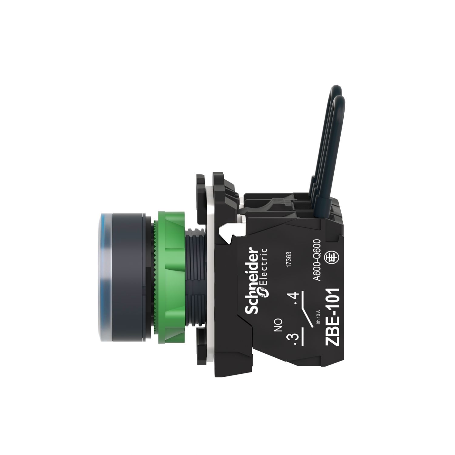 Picture of Push-to-test pilot light, Harmony XB5, plastic, blue, universal LED, screw clamp terminals, 24V