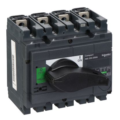 Picture of switch disconnector, Compact INS250-200, 200A, standard version with black rotary handle, 4 poles