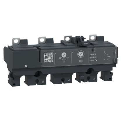 Picture of Trip unit TM80DC, ComPacT NSX100 DC, 4 poles, thermal magnetic protections, 80A rating