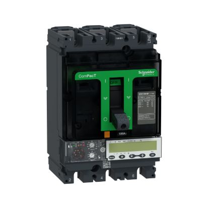 Picture of Circuit breaker, ComPacT NSX100HB1, 75kA/690VAC, 3 poles, MicroLogic 6.2E trip unit 100A