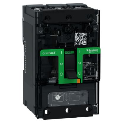 Picture of Circuit breaker, ComPacT NSXm 63N, 50kA/415VAC, 3 poles, TMD trip unit 32A, lugs/busbars
