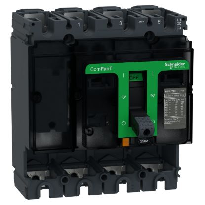 Picture of Circuit breaker basic frame, ComPacT NSX250H, 70kA/415VAC, 4 poles, 250A frame rating, without trip unit