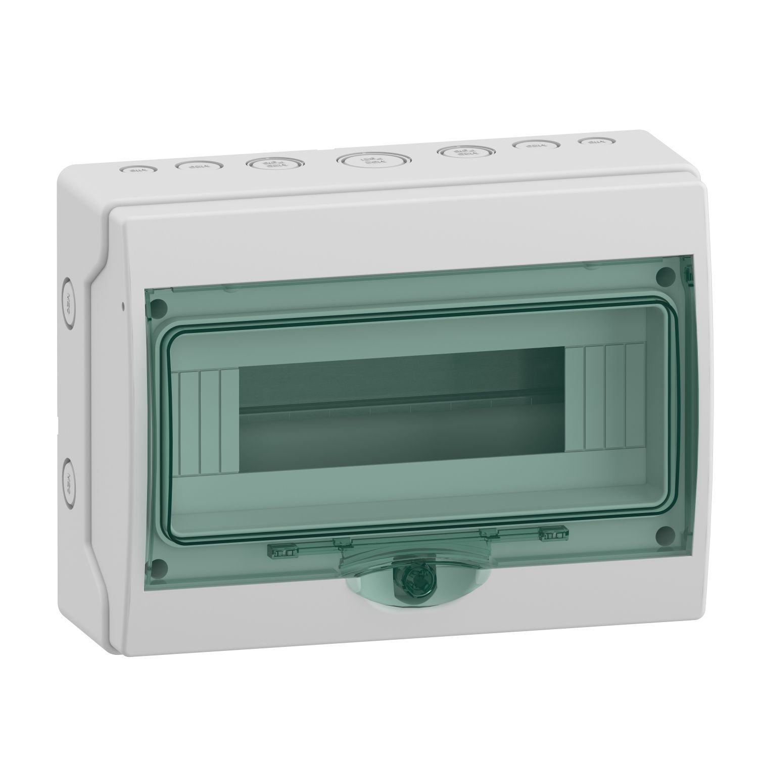 Picture of Weatherproof enclosure for modular device, Mureva Enclosure, 1x12 modules, 7 pre-cutouts, without terminal block
