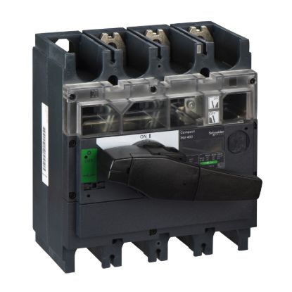 Picture of switch disconnector, Compact INV400, visible break, 400A, standard version with black rotary handle, 3 poles