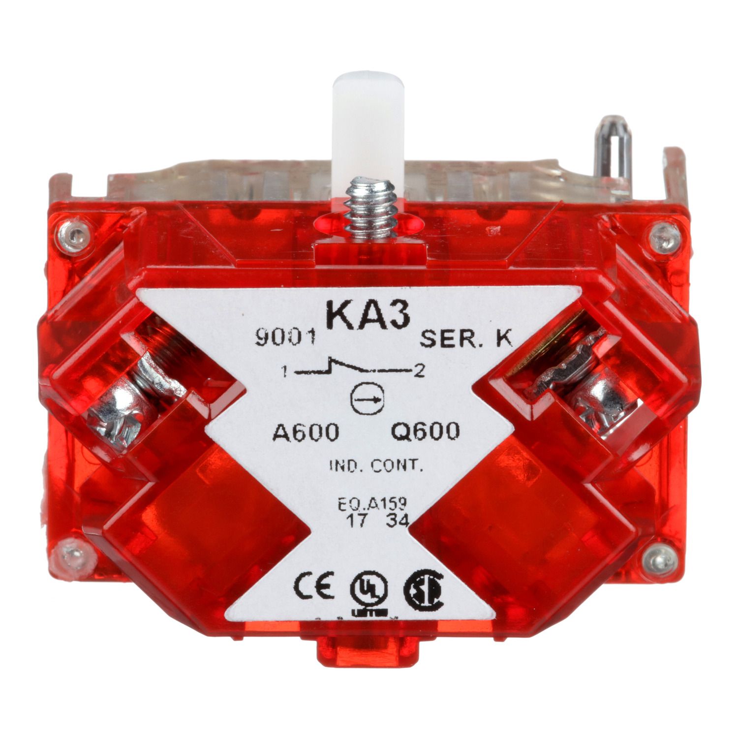 Picture of Contact block with protected terminals, Harmony 9001K, Harmony 9001SK, 0...600V, silver alloy contacts, screw clamp terminal, positive opening, 1NC