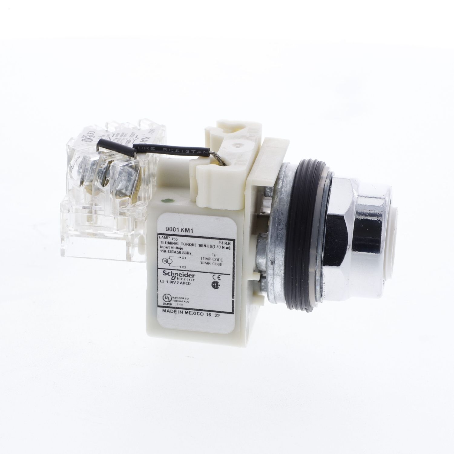 Picture of Push to test pilot light head, Harmony 9001K, metal, without cap, 30mm, 110...120V