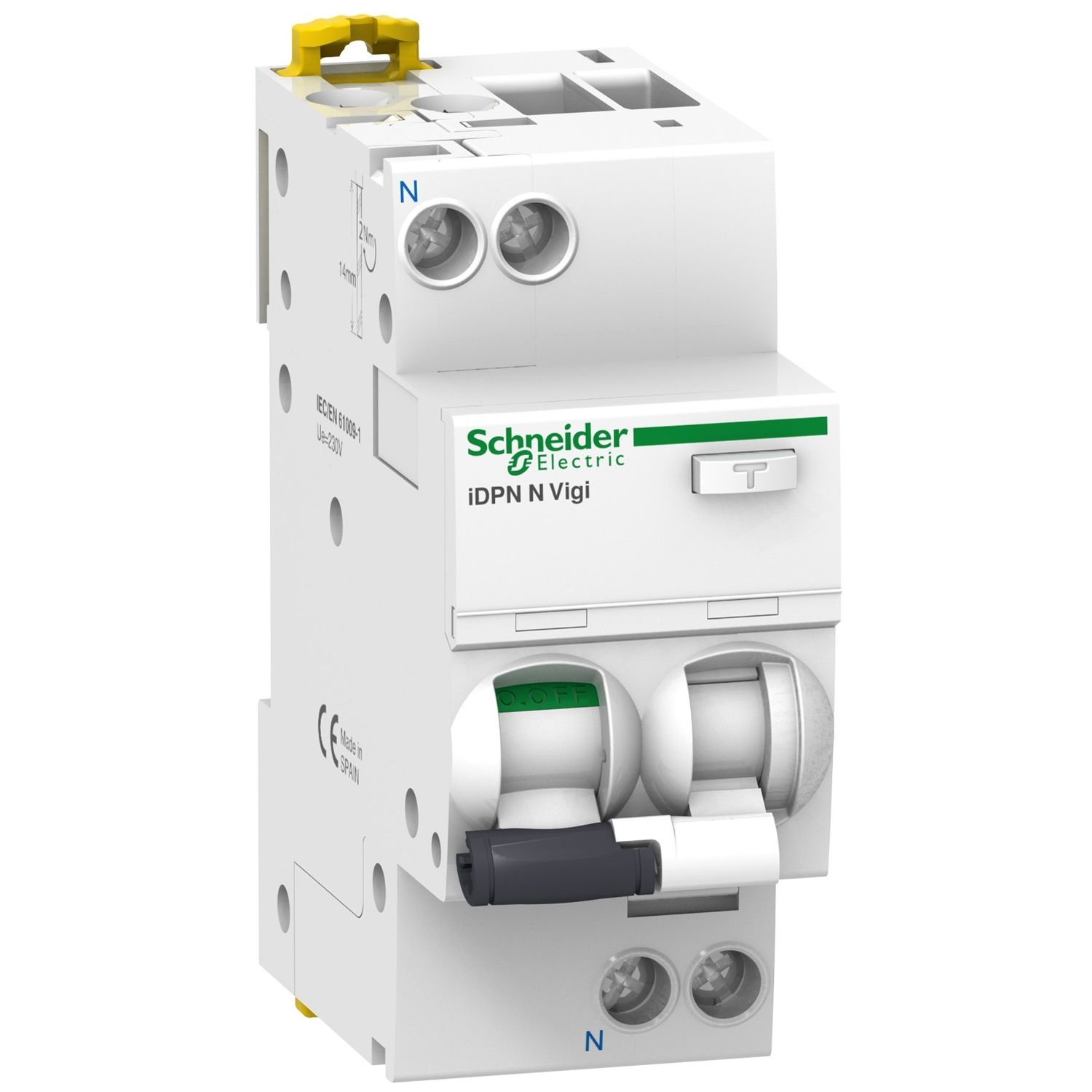 Picture of Residual current breaker with overcurrent protection (RCBO), Acti9, iDPN N Vigi, 1P+N, 16A, C curve, 6000A, A type, 30mA