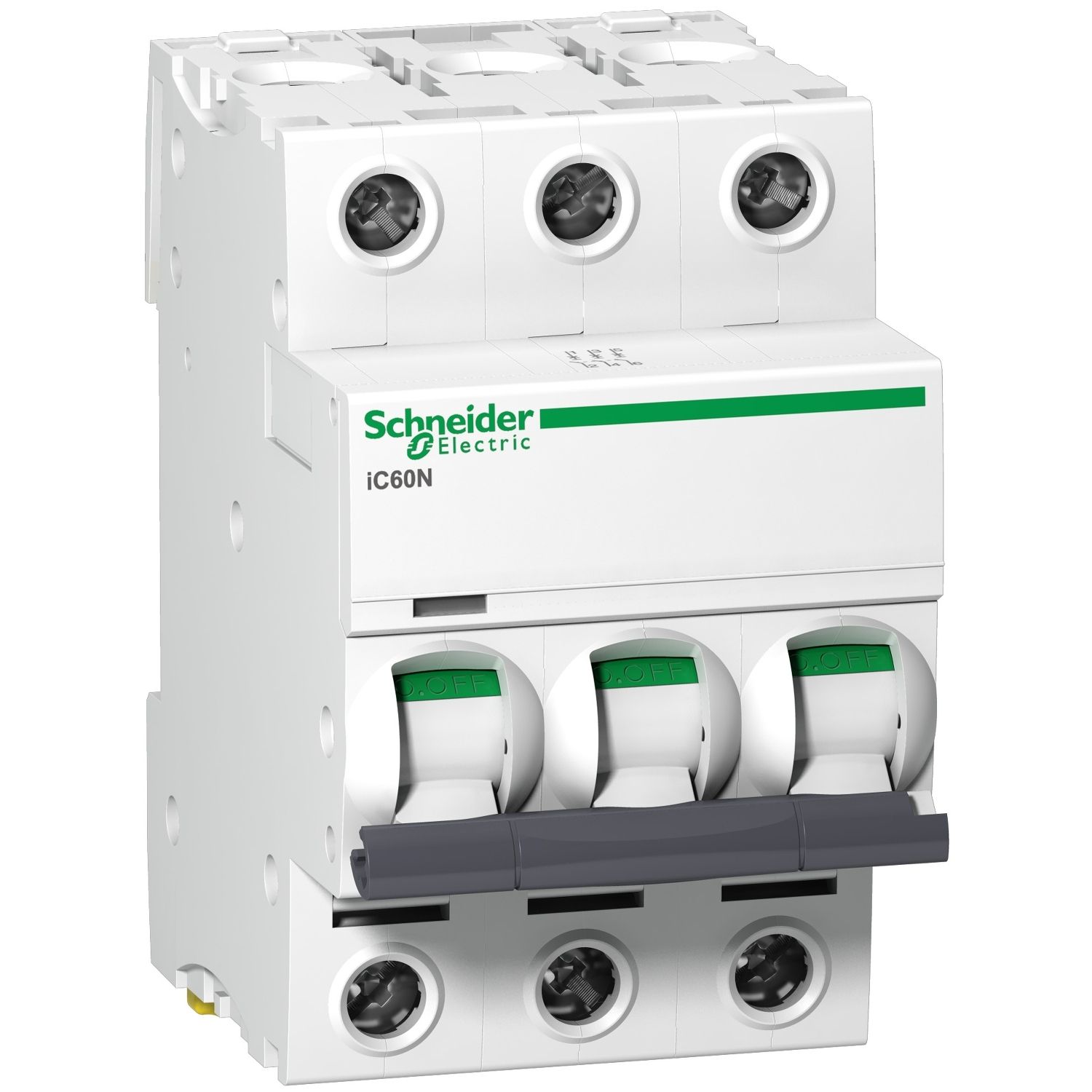 Picture of Miniature circuit breaker (MCB), Acti9 iC60N DISBO, 3P, 10A, D curve, 6000A (IEC/EN 60898-1), 10kA (IEC/EN 60947-2)