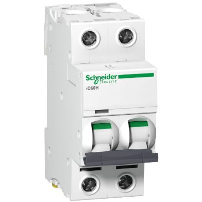 Picture of Miniature circuit breaker (MCB), Acti9, iC60H Disbo, 2P, 63A, D curve, 10000A (IEC/EN 60898-1), 15kA (IEC/EN 60947-2)