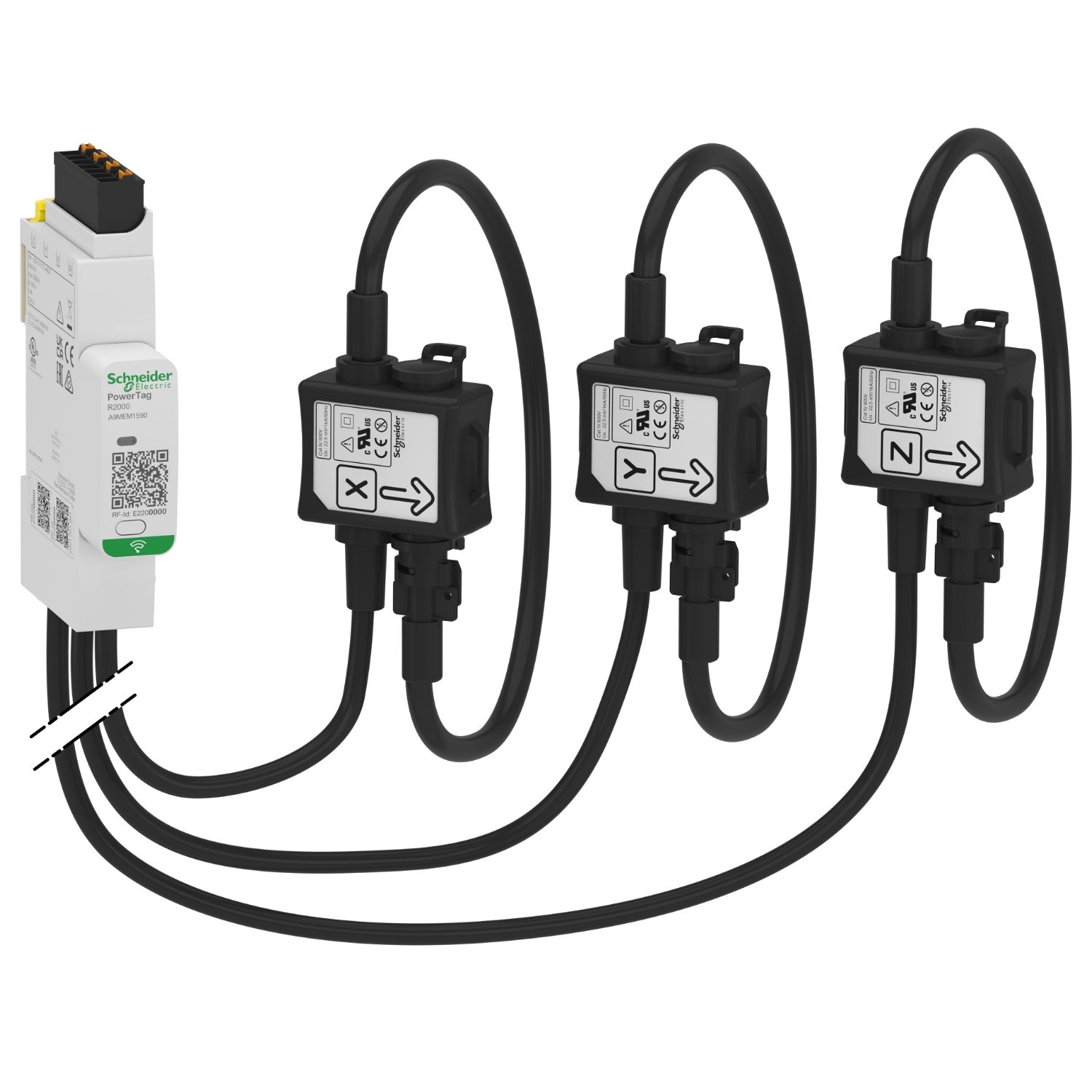 Picture of energy sensor, PowerTag Rope 200A 3P/3P+N top and bottom position