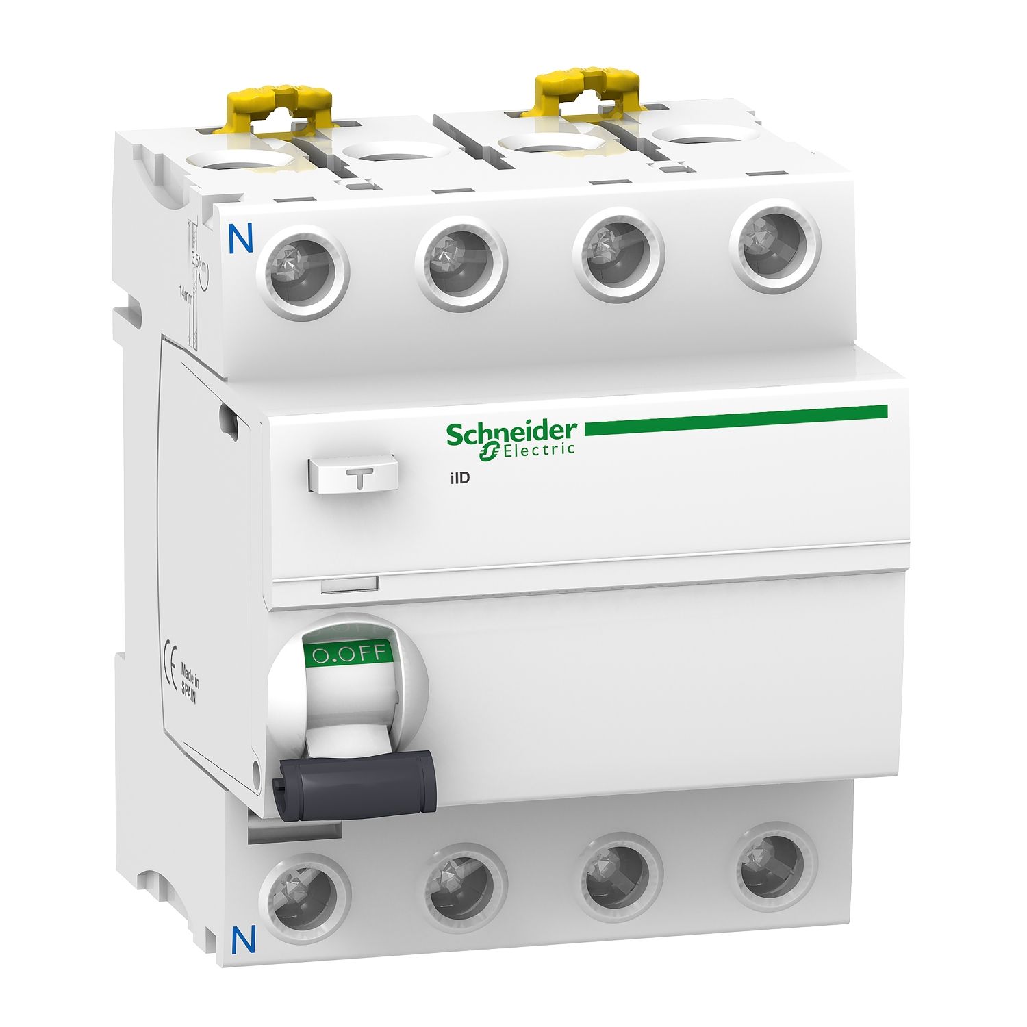 Picture of Residual current circuit breaker (RCCB), Acti9 iID, 4P, 63A, A type, 100mA