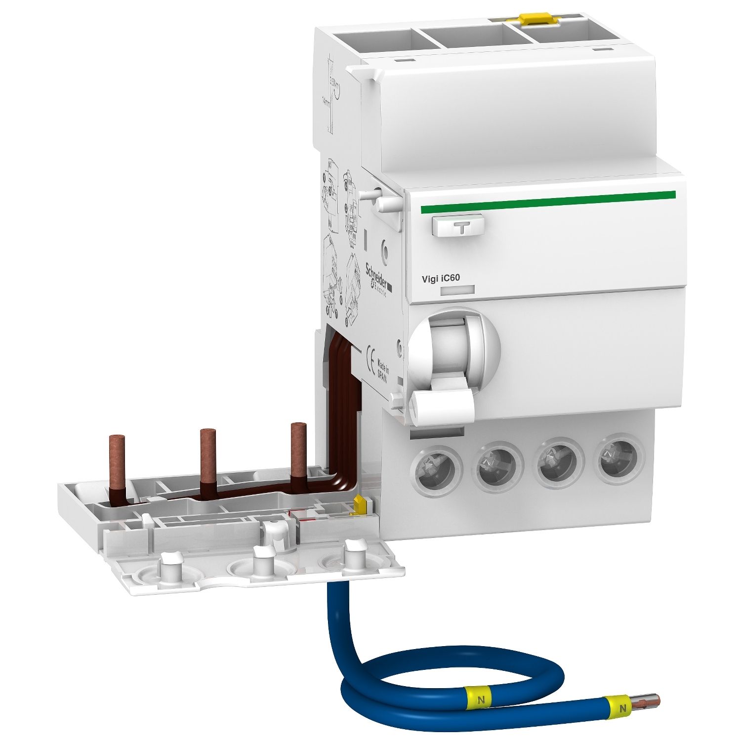 Picture of Earth leakage add-on block, Acti9, 3P + N, 63A, 30mA, A type