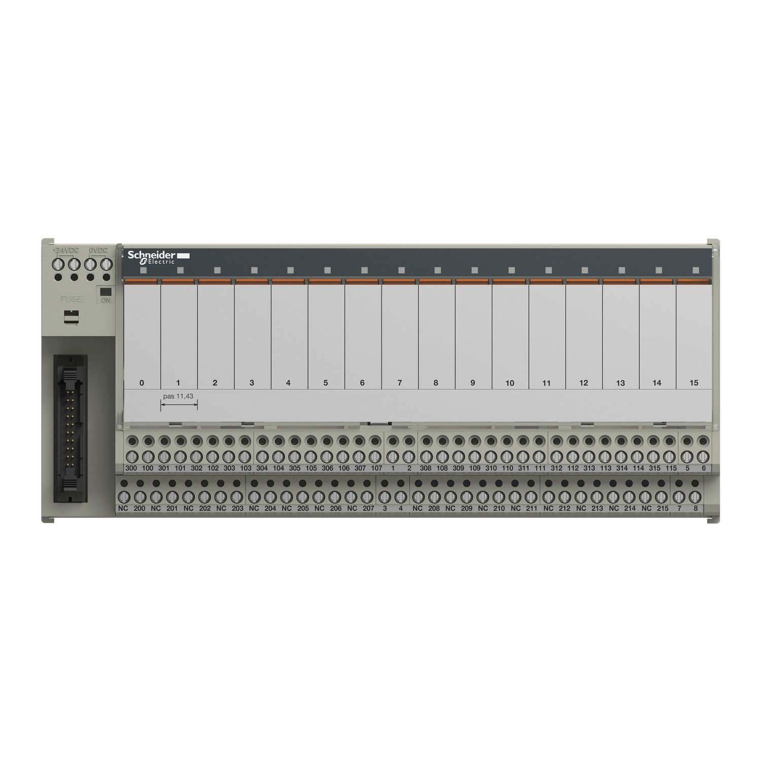 Picture of Sub-base with plug-in electromechanical relay ABE7 - 16 channels - relay 10 mm