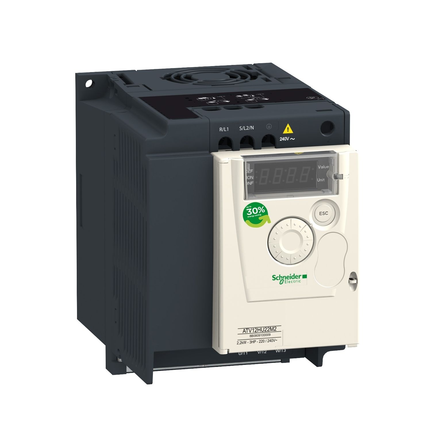 Picture of Variable speed drive ATV12, Altivar 12, 2.2kW, 3hp, 200..240V, 1ph, with heat sink
