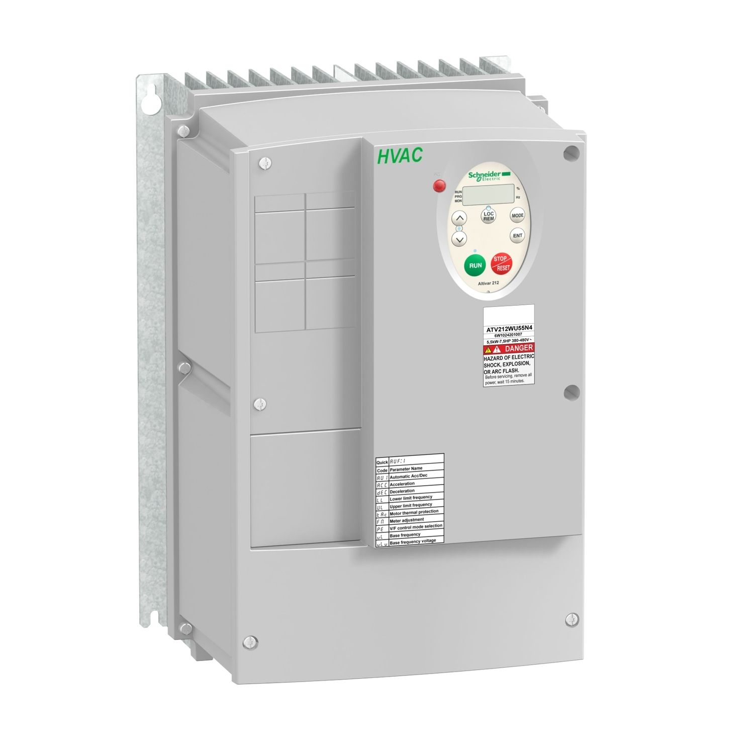 Picture of variable speed drive, Altivar 212, 5.5kW, 7.5hp, 480V, 3 phases, with EMC class C2, IP55