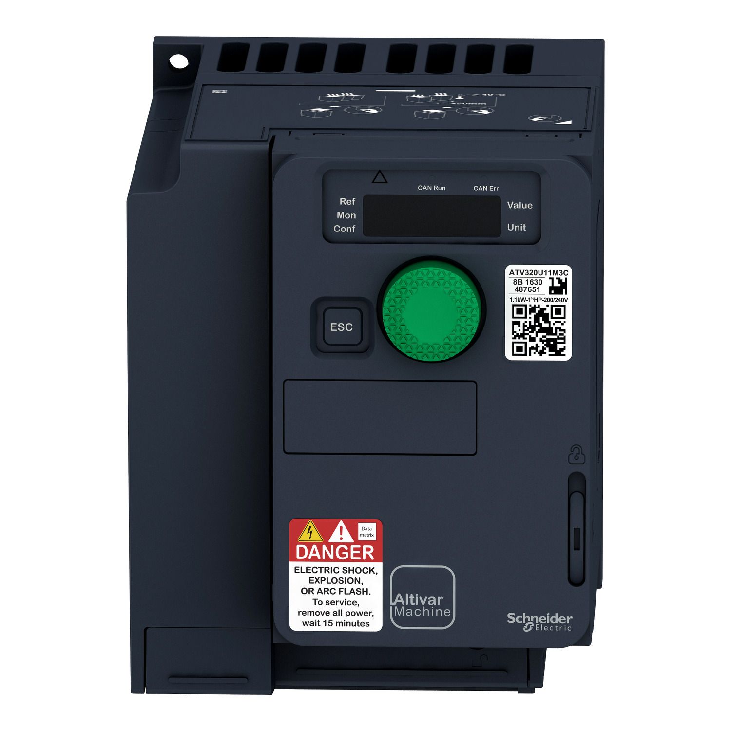 Picture of variable speed drive, Altivar Machine ATV320, 2.2kW, 200 to 240V, 3 phases, compact