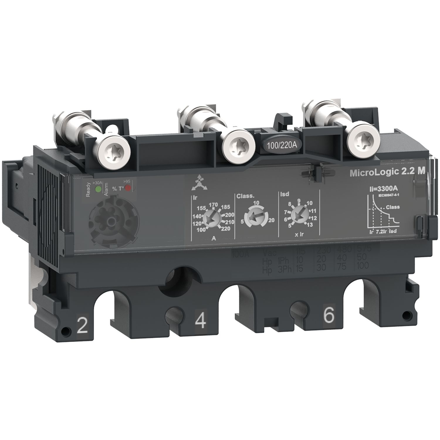Picture of Trip unit MicroLogic 2.2M, ComPacT NSX100/160/250, 3 poles, electronic basic protections, motor protection, 100A rating