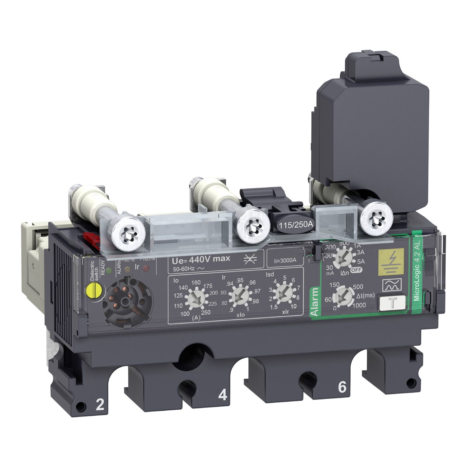 Picture of Trip unit MicroLogic Vigi 4.2AL, ComPacT NSX100-250, 3 poles, electronic basic protections, earth leakage alarm, 100A