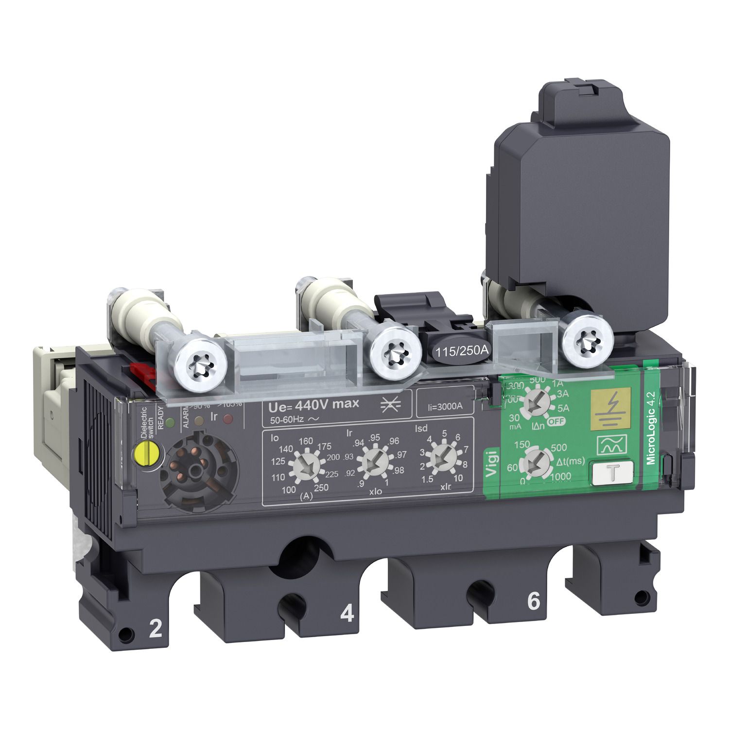 Picture of Trip unit MicroLogic Vigi 4.2, ComPacT NSX100/160/250, 3 poles, electronic basic and earth leakage protections, 100A