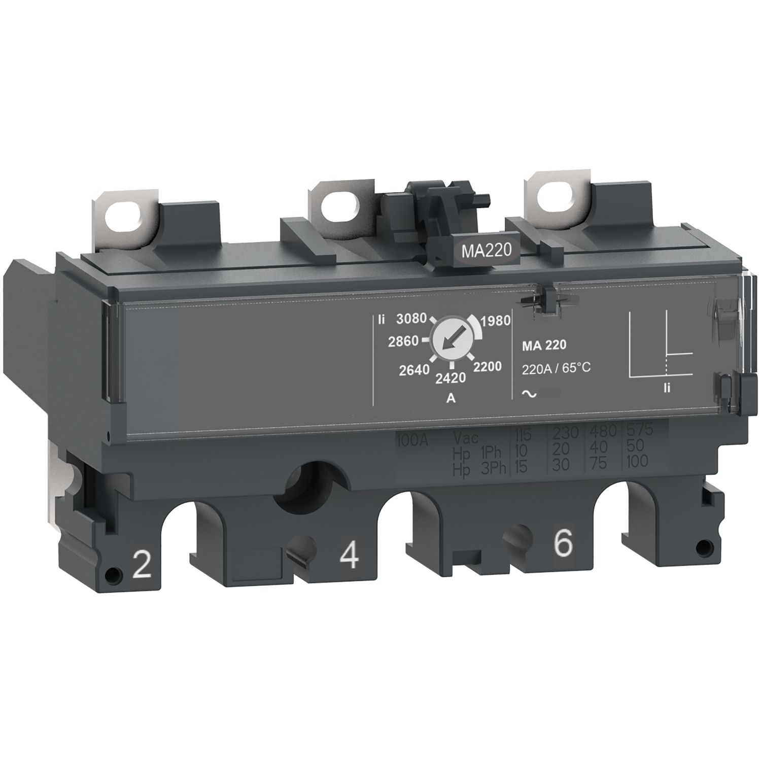 Picture of Trip unit MA6.3, ComPacT NSX100, 3 poles, magnetic protections, motor protection, 6.3A rating