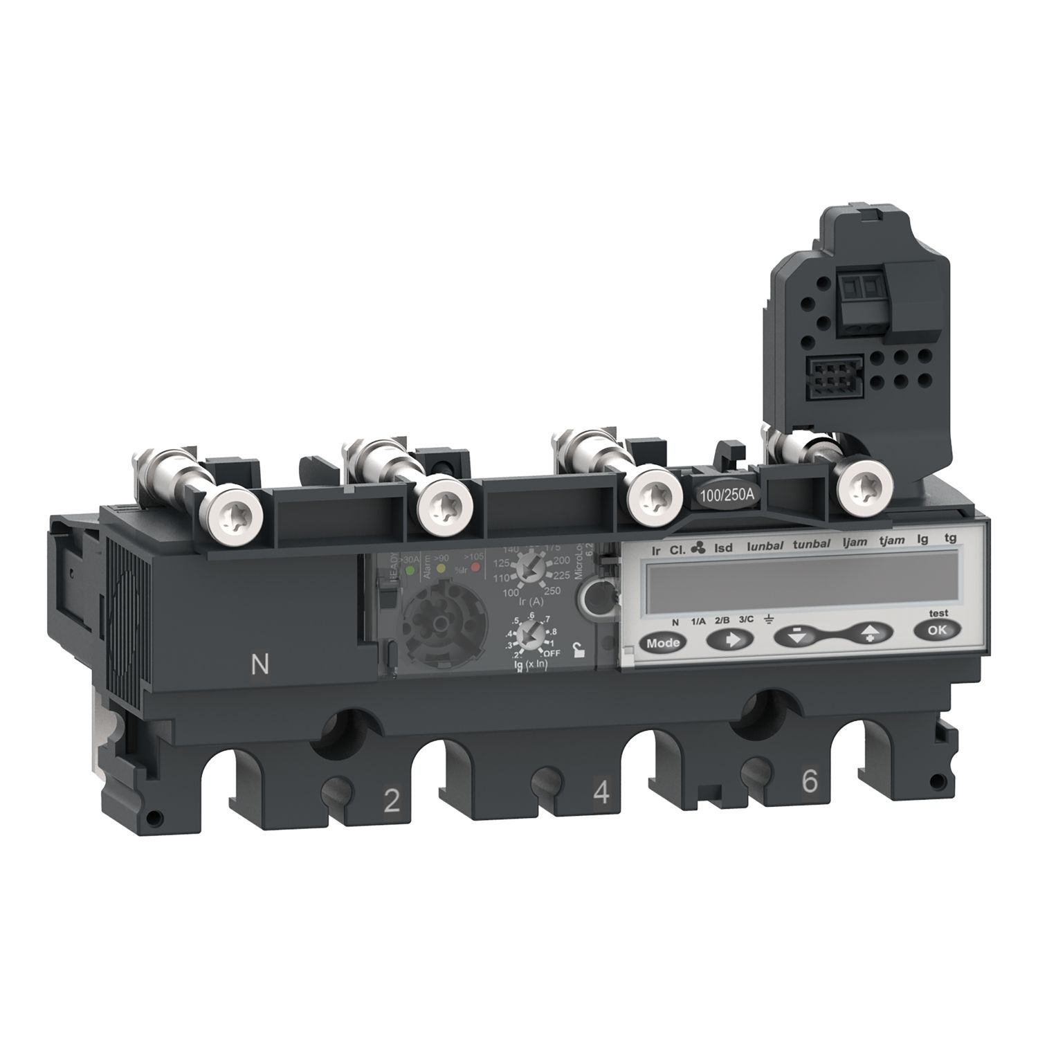 Picture of Trip unit MicroLogic 6.2E, ComPacT NSX100/160/250, 4 poles, basic and ground fault protections, energy meter, 100A