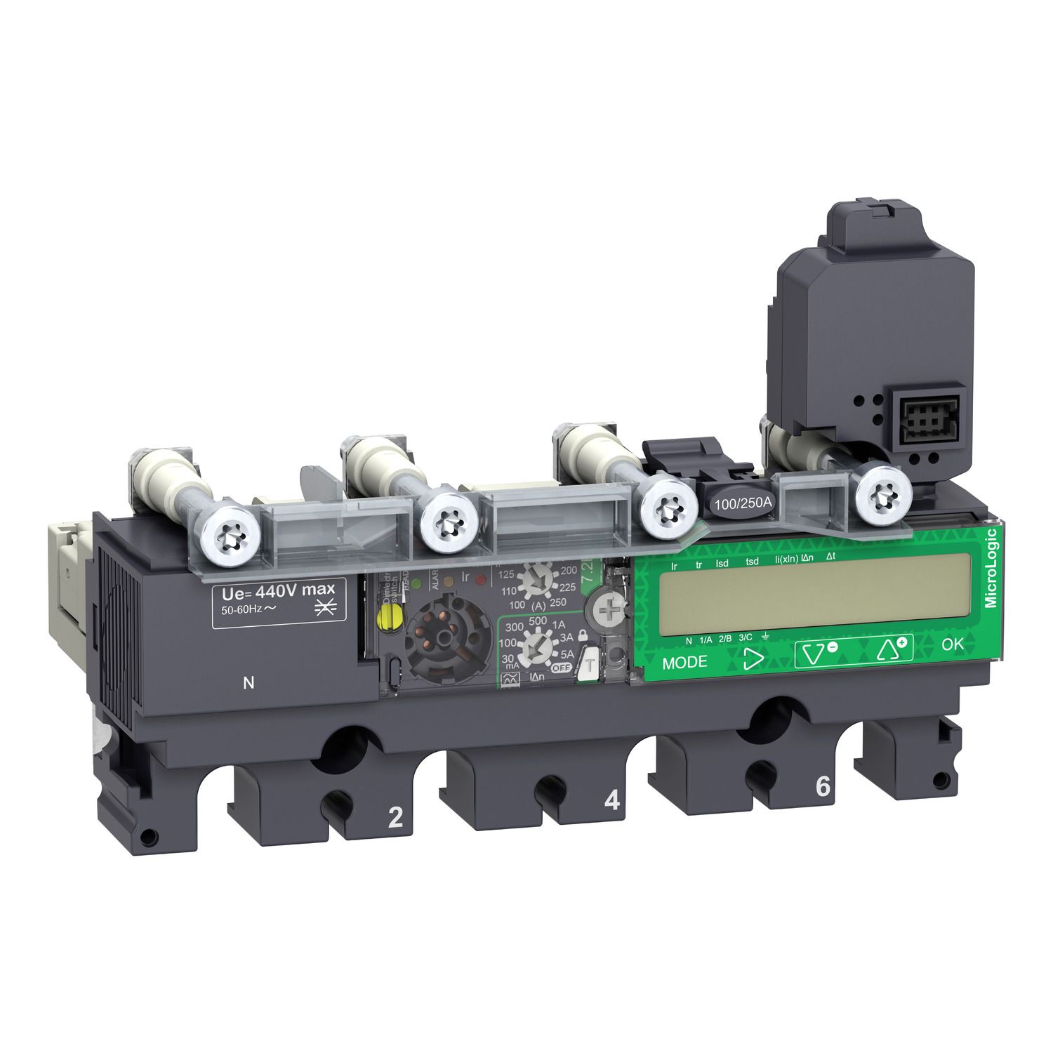 Picture of Trip unit MicroLogic Vigi 7.2E AL, ComPacT NSX100-250, 4P, basic protections, earth leakage alarm, energy meter, 40A