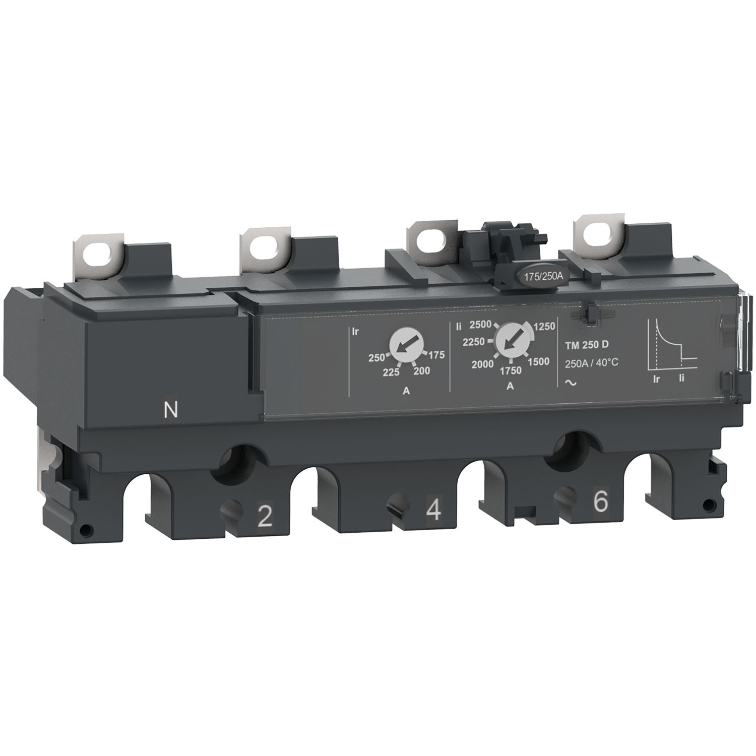 Picture of Trip unit TM63D, ComPacT NSX100/160/250, 4 poles 4D (neutral fully protected), thermal magnetic protections, 63A rating
