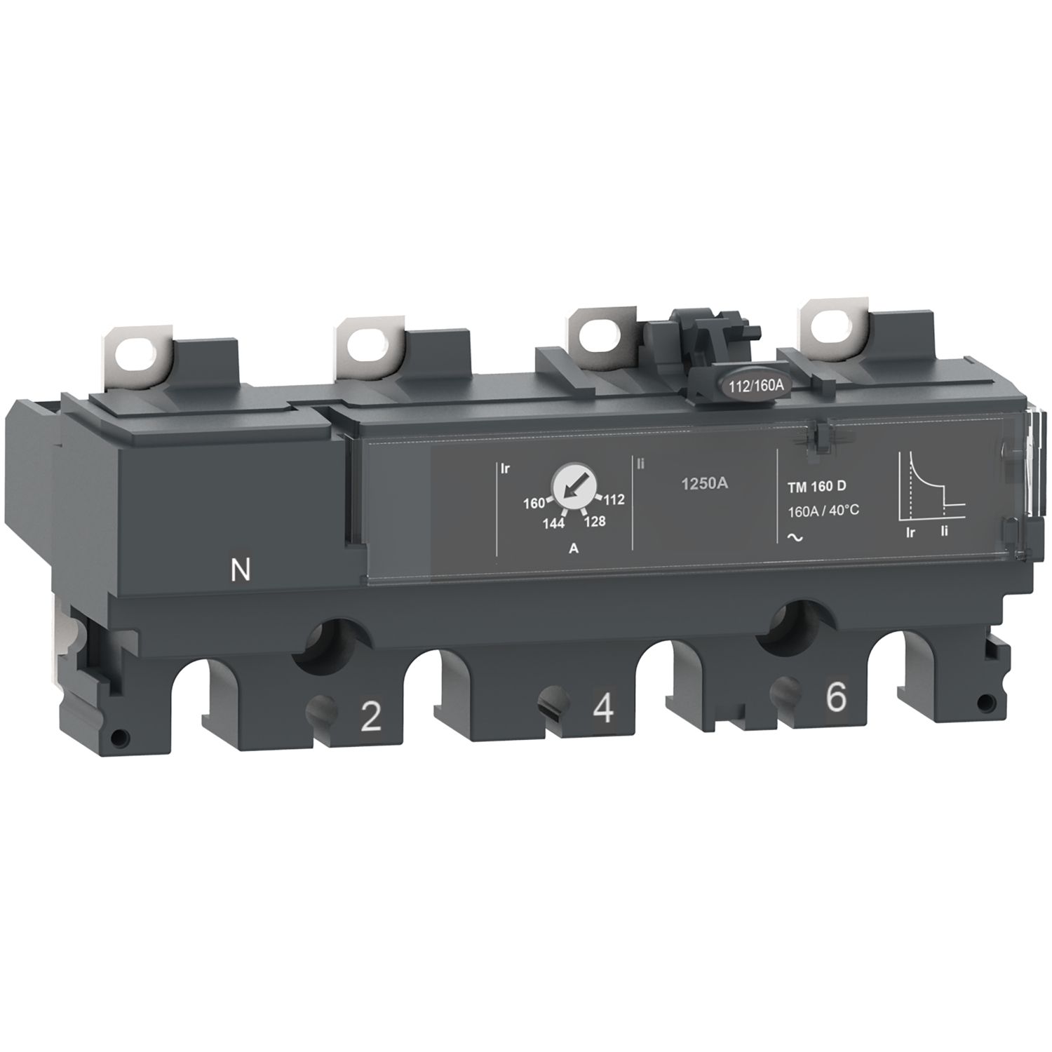 Picture of Trip unit TM80D, ComPacT NSX100/160/250, 4 poles 3D (neutral not protected), thermal magnetic protections, 80A rating