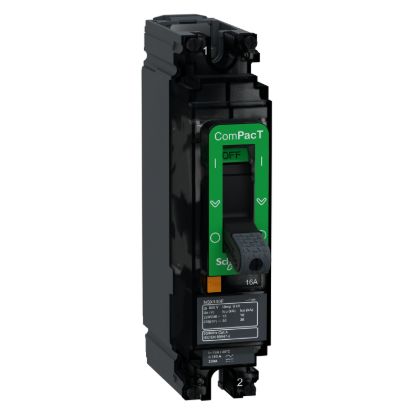 Picture of Circuit breaker, ComPacT NSX100F AC/DC, 18kA/240VAC, 1 pole, TMD trip unit 16A