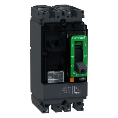 Picture of Circuit breaker, ComPacT NSX100M AC/DC, 25kA/415VAC, 2 poles, TMD trip unit 25A