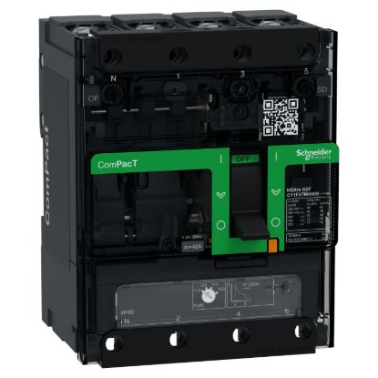 Picture of Circuit breaker, ComPacT NSXm 63F, 36kA/415VAC, 4 poles 4D (neutral fully protected), TMD trip unit 40A, lugs/busbars