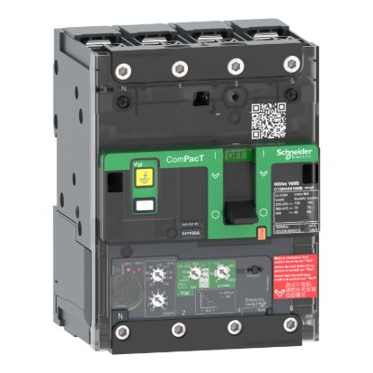 Picture of Circuit breaker, ComPacT NSXm 160H, 70kA/415VAC, 4 poles, MicroLogic 4.1 trip unit 160A, lugs/busbars