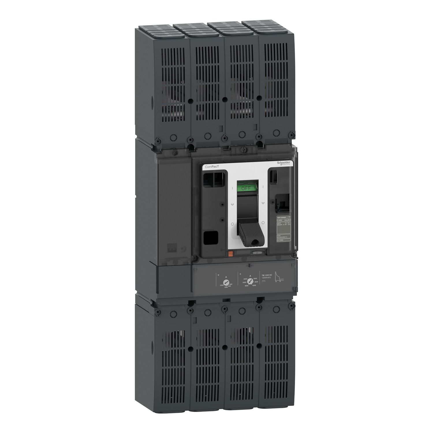 Picture of Circuit breaker, ComPacT NSX1200N DC, 50kA/600VDC, 2 poles, TM-DC trip unit 1000A, without bare cable connector