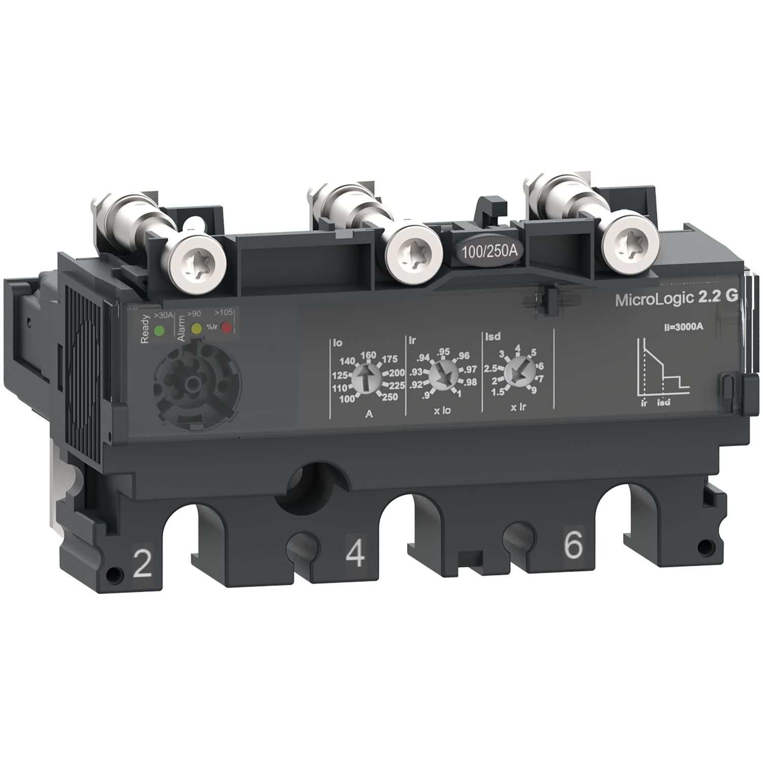 Picture of Trip unit MicroLogic 2.2G, ComPacT NSX250, 3 poles, electronic basic protections, generator protection, 250A rating