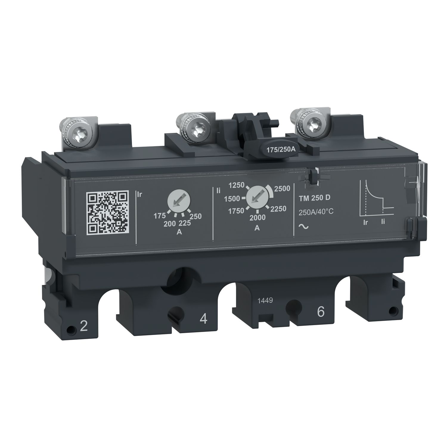 Picture of Trip unit TM250D, ComPacT NSX250, 3 poles, thermal magnetic protections, 250A rating