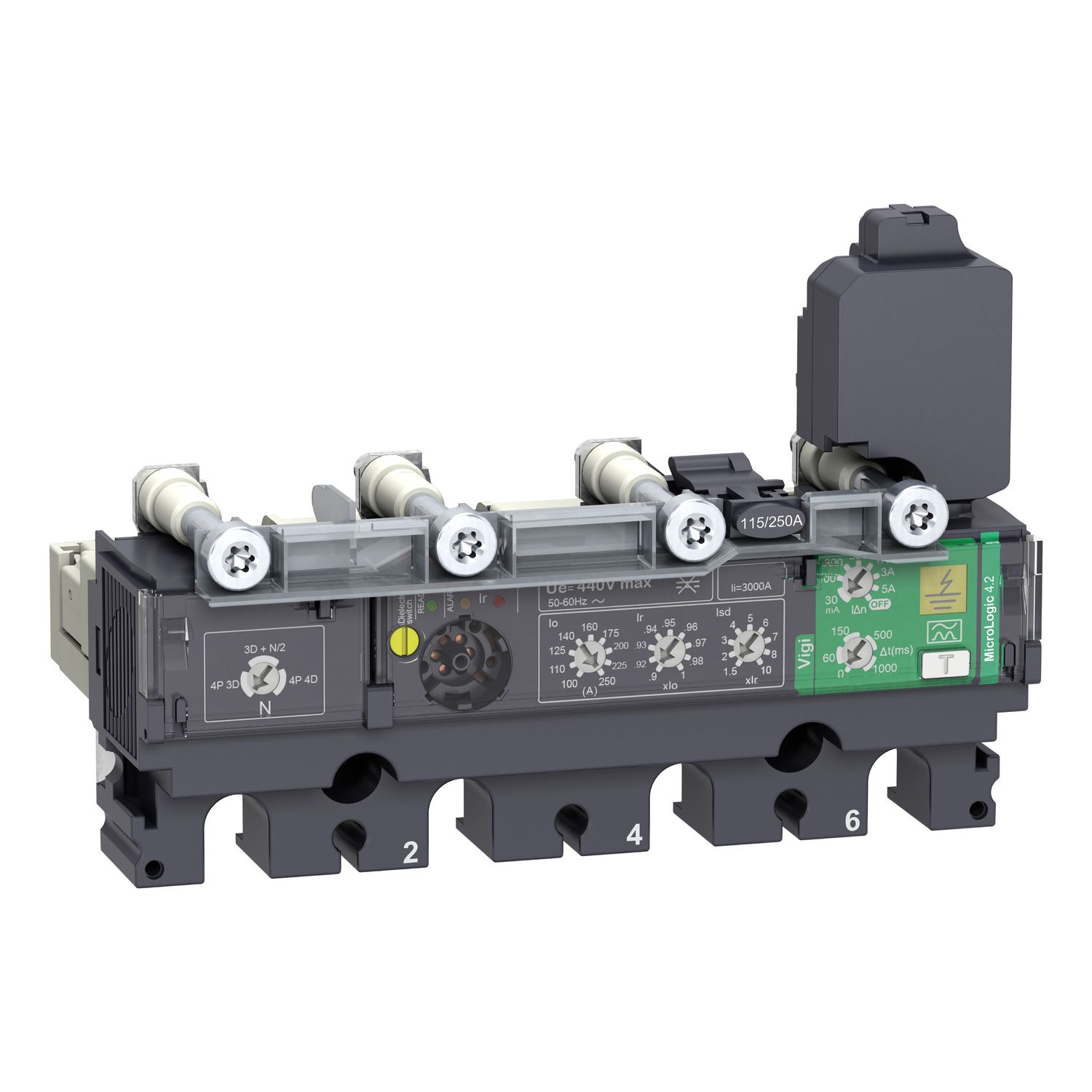 Picture of Trip unit MicroLogic Vigi 4.2, ComPacT NSX250, 4 poles, electronic basic and earth leakage protections, 250A rating