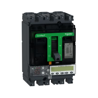 Picture of Circuit breaker, ComPacT NSX250R, 200kA/415VAC, 3 poles, MicroLogic 6.2E trip unit 100A