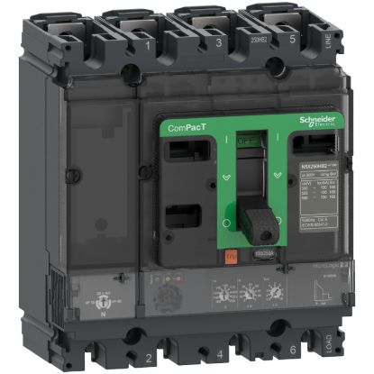Picture of Circuit breaker, ComPacT NSX250HB2, 100kA/690VAC, 4 poles, MicroLogic 2.2 trip unit 100A