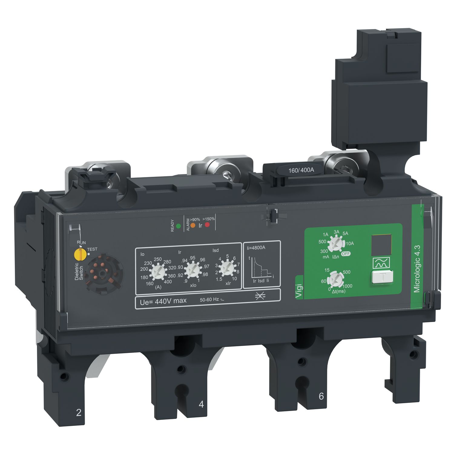 Picture of Trip unit MicroLogic Vigi 4.3, ComPacT NSX400/630, 3 poles, electronic basic and earth leakage protections, 400A rating