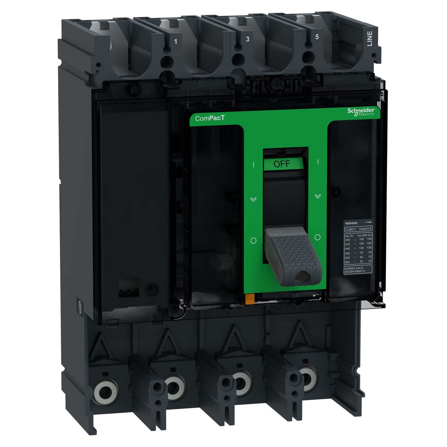 Picture of Circuit breaker basic frame, ComPacT NSX400L, 150kA/415VAC, 4 poles, 400A frame rating, without trip unit