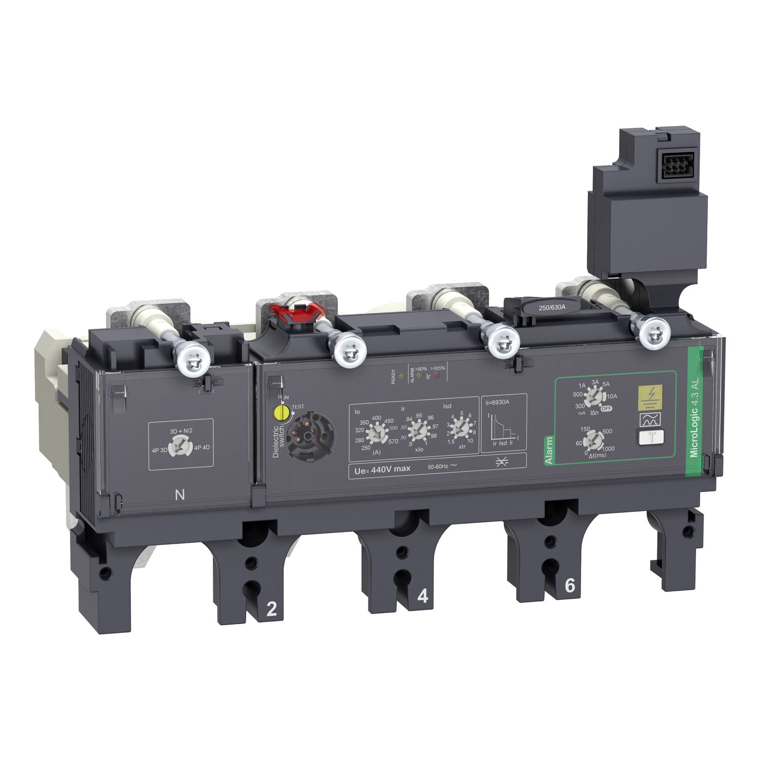 Picture of Trip unit MicroLogic Vigi 4.3AL, ComPacT NSX630, 4 poles, electronic basic protections, earth leakage alarm, 570A