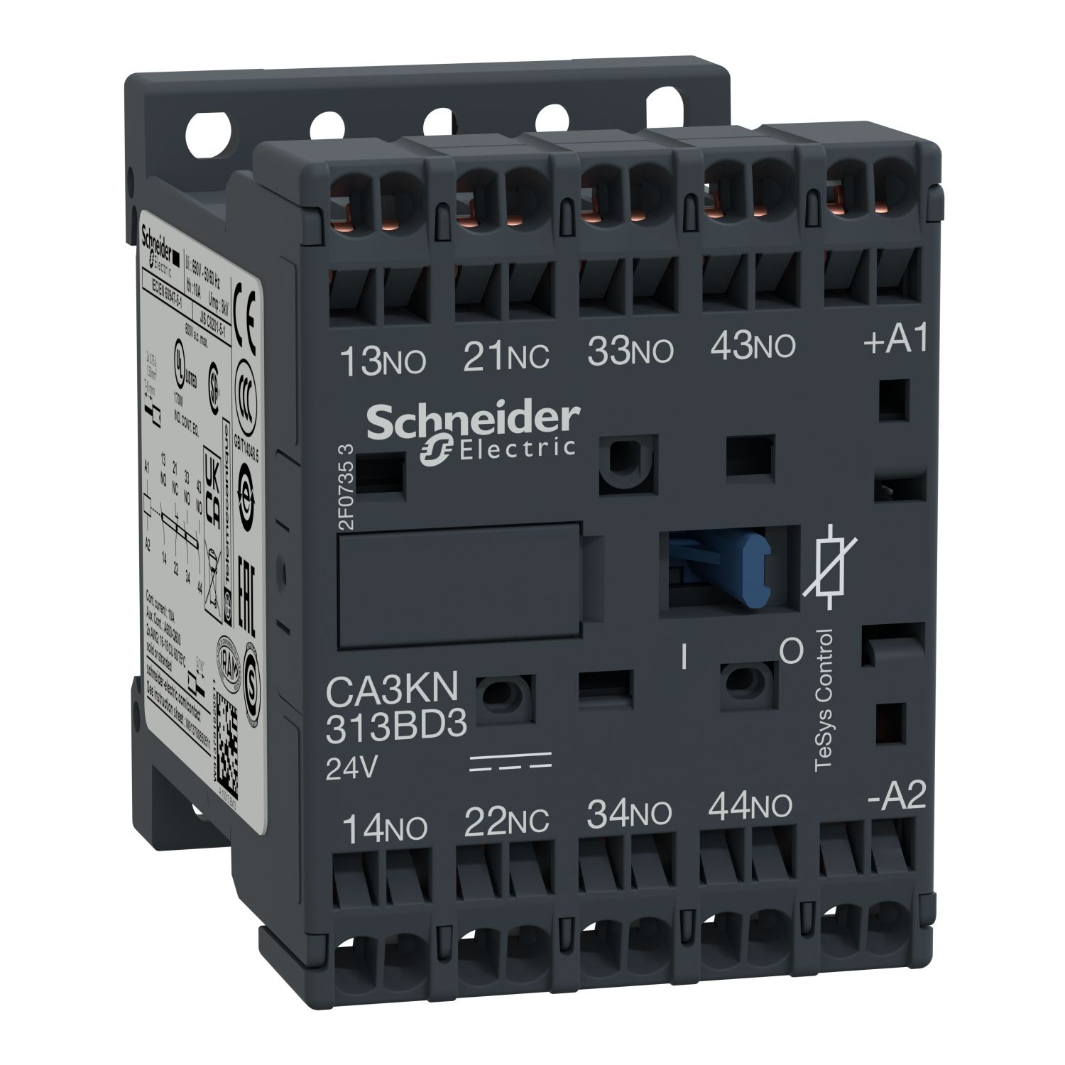 Picture of Control Relay, TeSys K, 4P(3NO+1NC), 690V, 24V DC coil,spring terminal