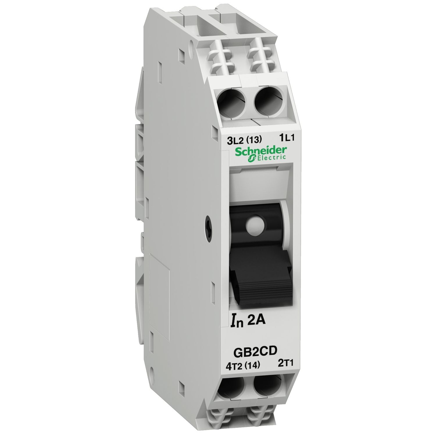 Picture of Circuit breaker, TeSys GB2, 1P+N, 4A, Icu 3kA at 240V, Thermal magnetic, DIN rail mounted
