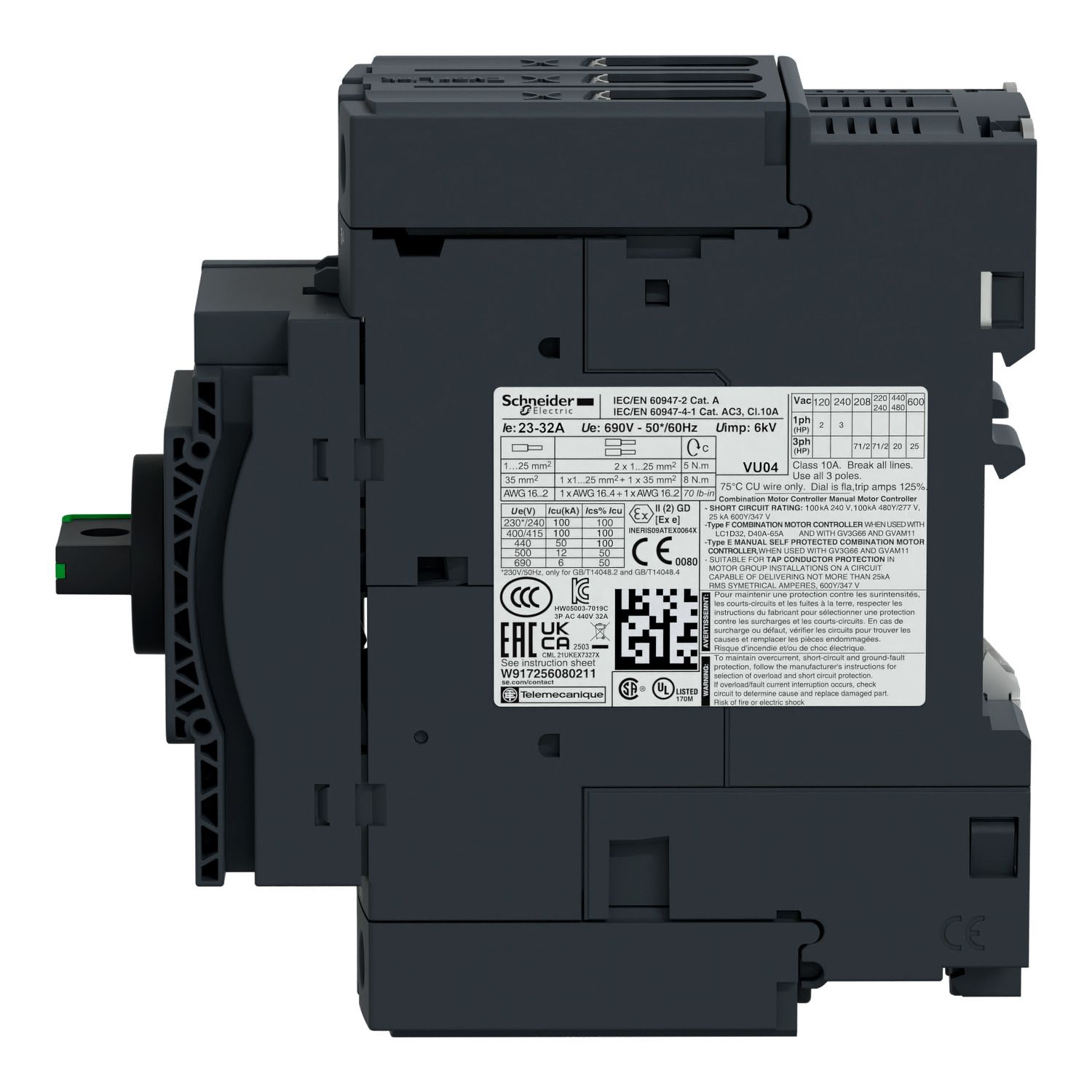 Picture of Motor circuit breaker,TeSys Deca frame 3,3P,17-25A,thermal magnetic,EverLink terminals