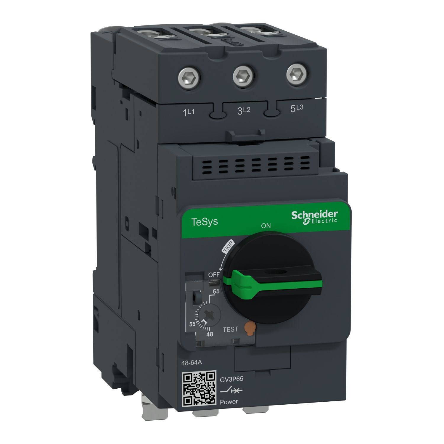Picture of Motor circuit breaker,TeSys Deca frame 3,3P,48-65A,thermal magnetic,EverLink,without downstream