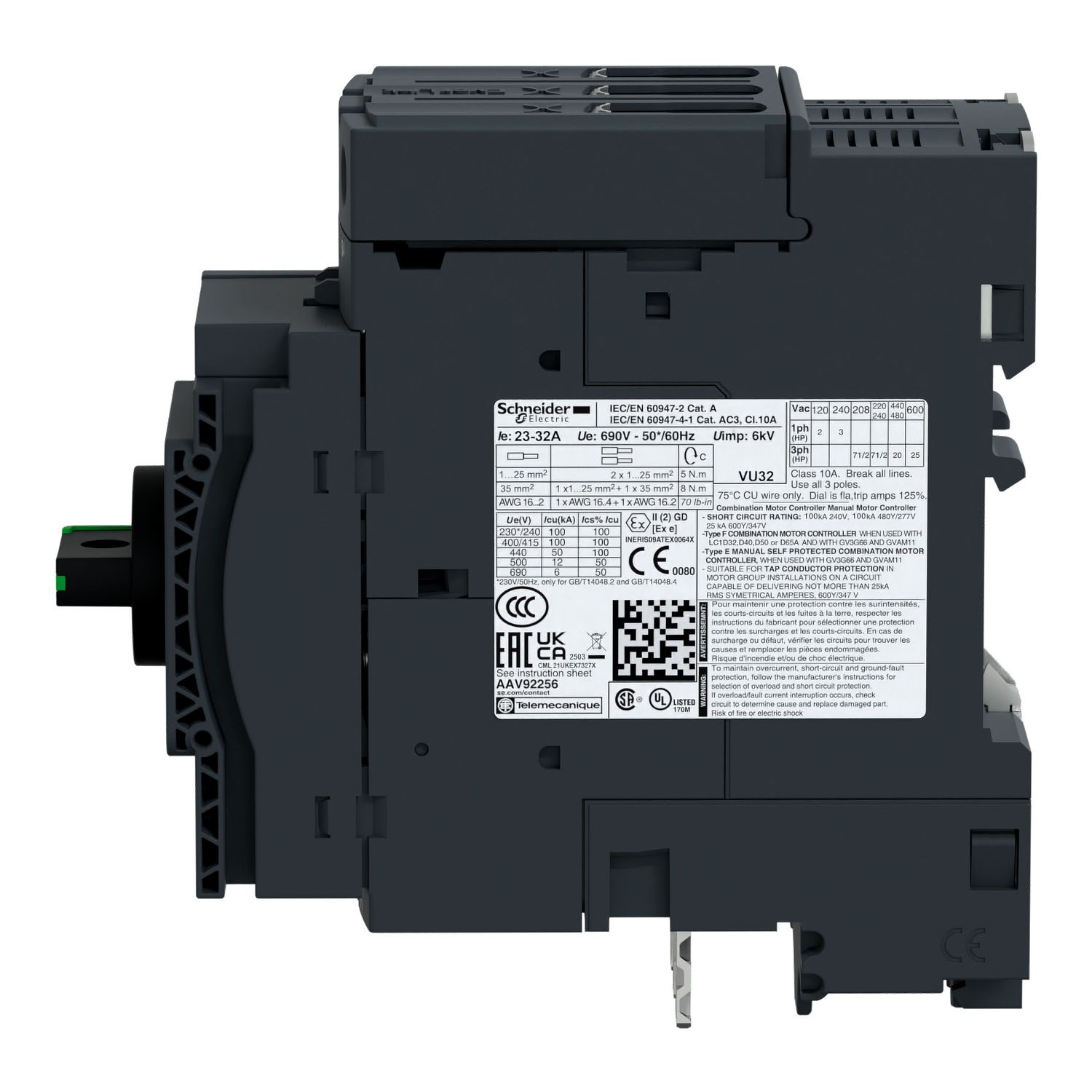 Picture of Motor circuit breaker,TeSys Deca frame 3,3P,48-65A,thermal magnetic,EverLink,without downstream
